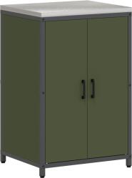 vidaXL Konyhai tárolószekrény polcokkal tárolóval ajtóval zárral Olívazöld 60 x 50 x 92 cm Acél (874992) (874992)