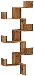 vidaXL antik fa színű szerelt fa fali sarokpolc 45 x 45 x 147 cm (852643) (852643)