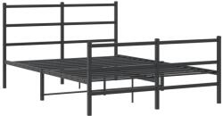 vidaXL fekete fém ágykeret fej- és lábtámlával 140 x 190 cm (355383) (355383)