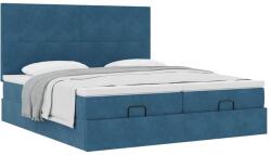 vidaXL Ottomán ágykeret matracokkal sötétkék 180x200cm bársony (3313758) (3313758)