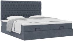 vidaXL Ottomán ágykeret matraccal Sötét szürke 200x200cm bársony (3313797) (3313797)