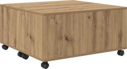 vidaXL Dohányzóasztal kerékkel tárolóval kézműves tölgy 75 x 75 x 38 cm Faanyag (875481) (875481)