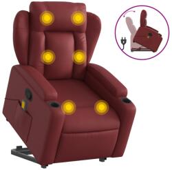 vidaXL bordó műbőr dönthető masszázs- és állófotel (3204555) (3204555)