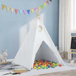 vidaXL Teepee sátor Fehér 120 x 120 x 150 cm Szövet, műanyag (3385870) (3385870)