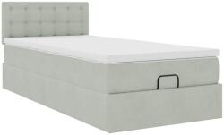 vidaXL Ottomán ágykeret matraccal világosszürke 90x200cm bársony (3311891) (3311891)