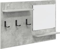 vidaXL Fali Kabáthorog polcokkal tárolóval tükörrel Beton szürke 90 x 10 x 50 cm Faanyag (874518) (874518)