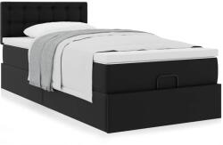 vidaXL Ottomán ágykeret matraccal Fekete 100x200cm műbőrrel (3311288) (3311288)