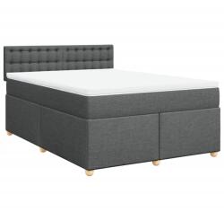 vidaXL sötétszürke szövet rugós ágy matraccal 140 x 190 cm (3286690) (3286690)