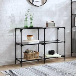 vidaXL acél tálalóasztal átlátszó üveglappal 118, 5 x 30 x 81 cm (846030) (846030)