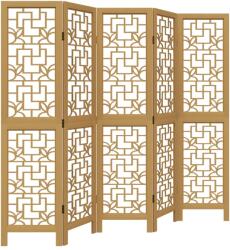 vidaXL 5 paneles barna tömör császárfa térelválasztó (358869) (358869)