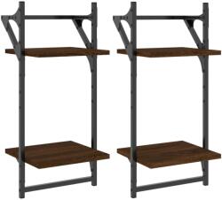 vidaXL 2 db 2-szintes füstös tölgyszínű falipolc rúddal 30x25x65 cm (836257) (836257)
