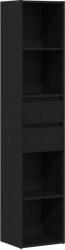 vidaXL Könyvespolc Moduláris Fekete Tömör tölgy 36x30x171 cm Mérnöki fa (862499) (862499)