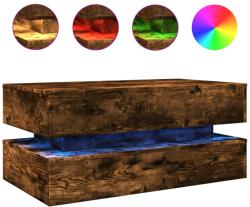 vidaXL füstölt tölgyszínű dohányzóasztal LED-lámpákkal 90x50x40 cm (839865) (839865)