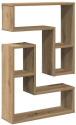 vidaXL 2 db kézműves tölgyszínű szerelt fa fali kockapolc 50x15x50 cm (856605) (856605)