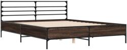 vidaXL barna tölgyszínű szerelt fa és fém ágykeret 160 x 200 cm (3280056) (3280056)