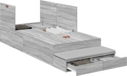 vidaXL Tárolós Ágykeret Szürke Sonoma 75x190 cm (3335682) (3335682)