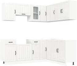 vidaXL 11 részes konyhai szekrény szett Kalmar fényes fehér műfa (3314943) (3314943)