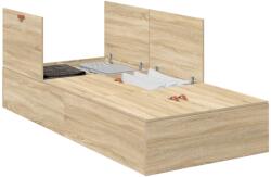 vidaXL Tároló Ágykeret Sonoma Tölgy 100x200 cm (3335351) (3335351)