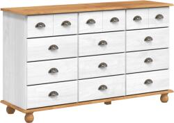 vidaXL Fiókos szekrény "ASKIM" Fehér 79x40x133.5 cm Szilárd Fa Tűlevelű (4105429) (4105429)