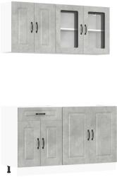 vidaXL 4 részes konyhai szekrény szett Kalmar betonszürke műszaki fa (3314855) (3314855)