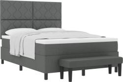 vidaXL Box Spring Ágy Matraccal és Pad Sötétszürke 160x200 cm Szövet (3344157) (3344157)