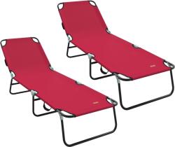 vidaXL Összecsukható napozóágy 2 db Hordozható Piros 600D Oxford Szövet (42003148) (42003148)
