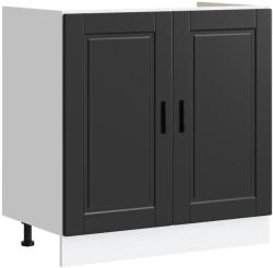 vidaXL mosdóaljzatos szekrény "Porto" Fekete 80x46x81, 5 cm Műanyag fa (853928) (853928)
