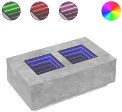 vidaXL betonszürke végtelen hatású LED-es dohányzóasztal 116x69x40 cm (3284059) (3284059)