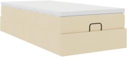 vidaXL oszmán ágykeret matracokkal krém 90x200cm szövet (3311083) (3311083)