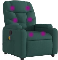 vidaXL sötétzöld szövet dönthető masszázsfotel (372459) (372459)