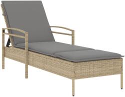 vidaXL bézs polyrattan napozóágy párnával 63x200x81 cm (368302) (368302)