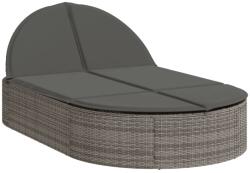 vidaXL szürke polyrattan dupla napozóágy párnával (368648) (368648)
