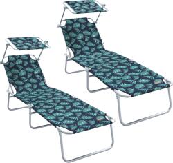 vidaXL 2 db-os Összecsukható napozóágy napernyő Levélmintás 600D Oxford Szövet (42003067) (42003067)