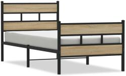 vidaXL sonoma tölgy színű fém ágykeret matrac nélkül 90 x 200 cm (4017113) (4017113)