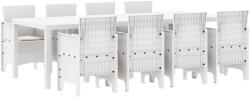 vidaXL Kerti Étkezőszett 9 Darab Fehér PE Rattan Ergonomikus (3378751) (3378751)