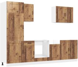 vidaXL 7 darabos konyhaszekrény készlet régi fából készült műfa (3314769) (3314769)