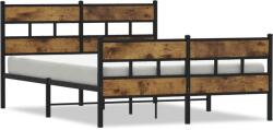 vidaXL füstös tölgy színű fém ágykeret matrac nélkül 150 x 200 cm (3308464) (3308464)