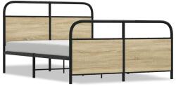vidaXL sonoma tölgy színű fém ágykeret matrac nélkül 137 x 190 cm (3318647) (3318647)