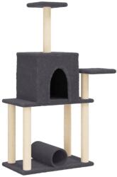 vidaXL sötétszürke macskabútor szizál kaparófákkal 122 cm (172090) (172090)