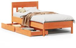 vidaXL viaszbarna tömör fenyőfa ágy matrac nélkül 90 x 200 cm (3301877) (3301877)