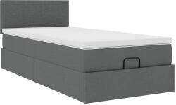 vidaXL Ottomán ágykeret matraccal sötét szürke 90x190cm szövet (3311339) (3311339)