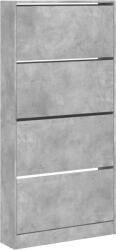 vidaXL betonszürke cipőszekrény 4 kihajtható fiókkal 80x21x163, 5 cm (3214367) (3214367)