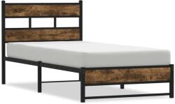 vidaXL füstös tölgy színű fém ágykeret matrac nélkül 107 x 203 cm (4017214) (4017214)