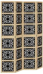 vidaXL 4 paneles barna és fekete tömör császárfa térelválasztó (358803) (358803)