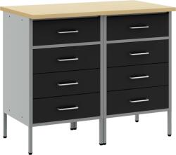 vidaXL Munkaasztal 2 db Fekete és Szürke Műanyagból és Acélból (3321362) (3321362)