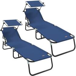 vidaXL Összecsukható Nyugágyak 2 db Napernyő Kék 600D Oxford Szövet (42003134) (42003134)