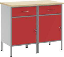 vidaXL Munkaasztal 2 db Piros és Szürke Mérnöki Fa és Acél (3321361) (3321361)