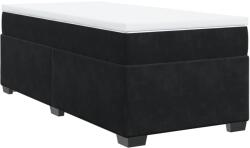 vidaXL fekete bársony rugós ágy matraccal 90 x 200 cm (3285259) (3285259)