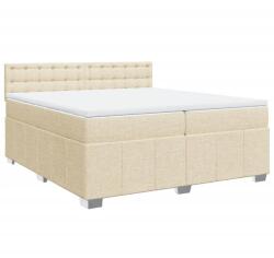 vidaXL krémszínű szövet rugós ágy matraccal 200 x 200 cm (3287194) (3287194)