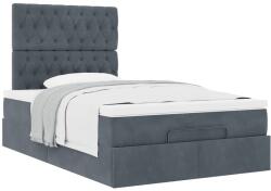 vidaXL Ottomán ágykeret matracokkal sötétszürke 120x200cm bársony (3313536) (3313536)